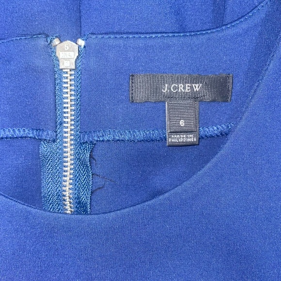 J.Crew Midnightl Blue Pencil Structured Knit Zipper Detail Scuba Mini Dress Sz 6 - Picture 12 of 15